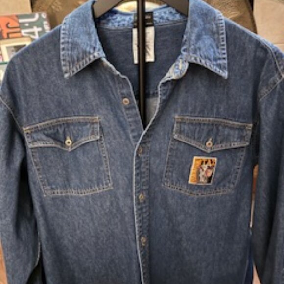 Y2K UNI-SEX HARLEY DAVIDSON LONG SLEEVE JEAN SHIRT SZ SM - Picture 9 of 12